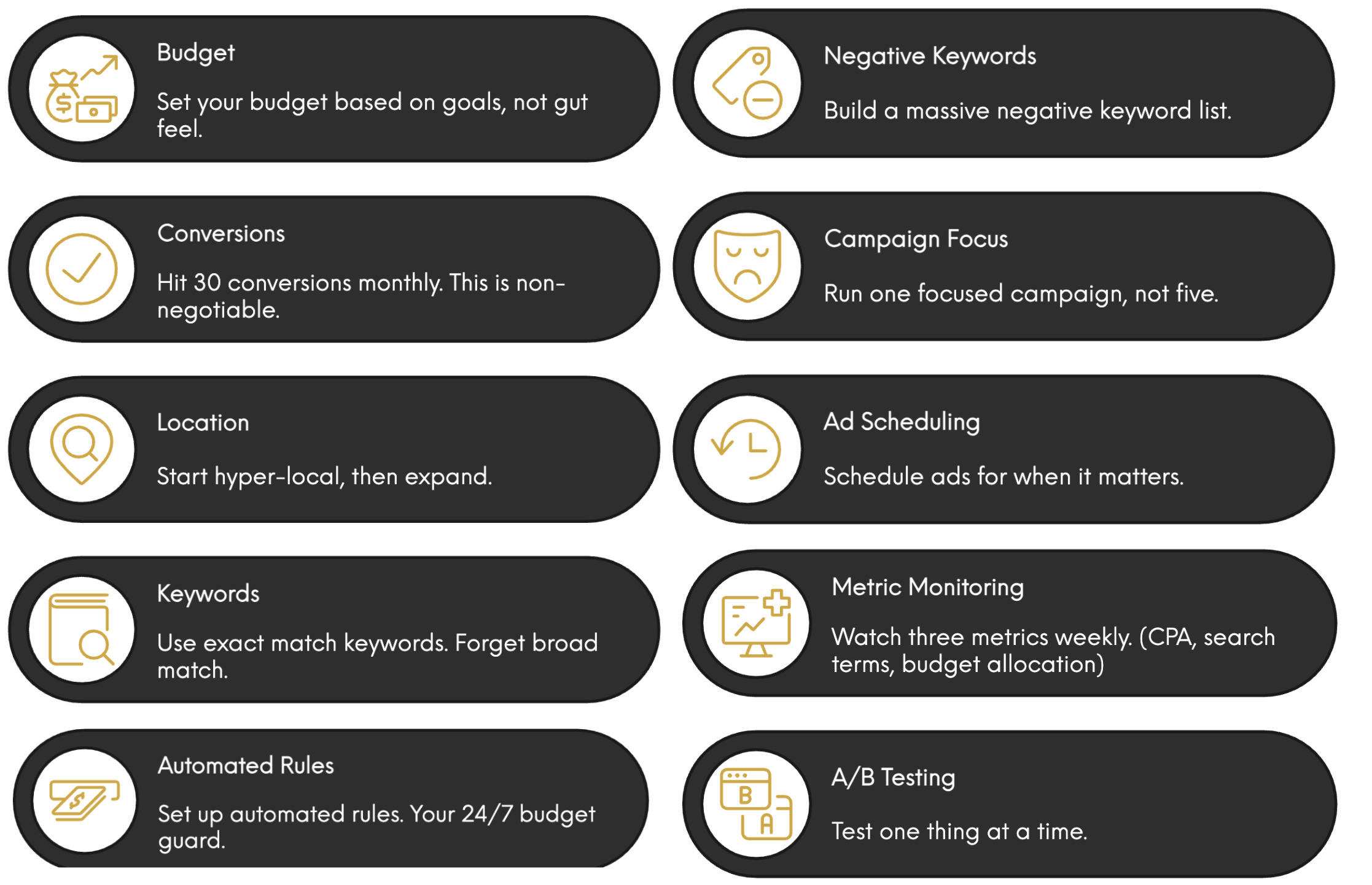 quick reference list of ppc tips for small business